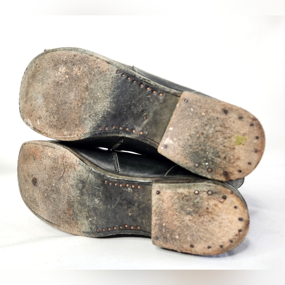 Lace Up Black Leather Boots Handmade Craftsmanship Vintage? Biker Men's 8.5 - Picture 8 of 9